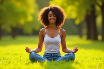 A-young-African-American-woman-with-curly-hair-sit-