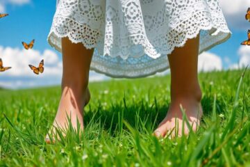A-young-Hispanic-girls-bare-feet-on-rich-green-grass